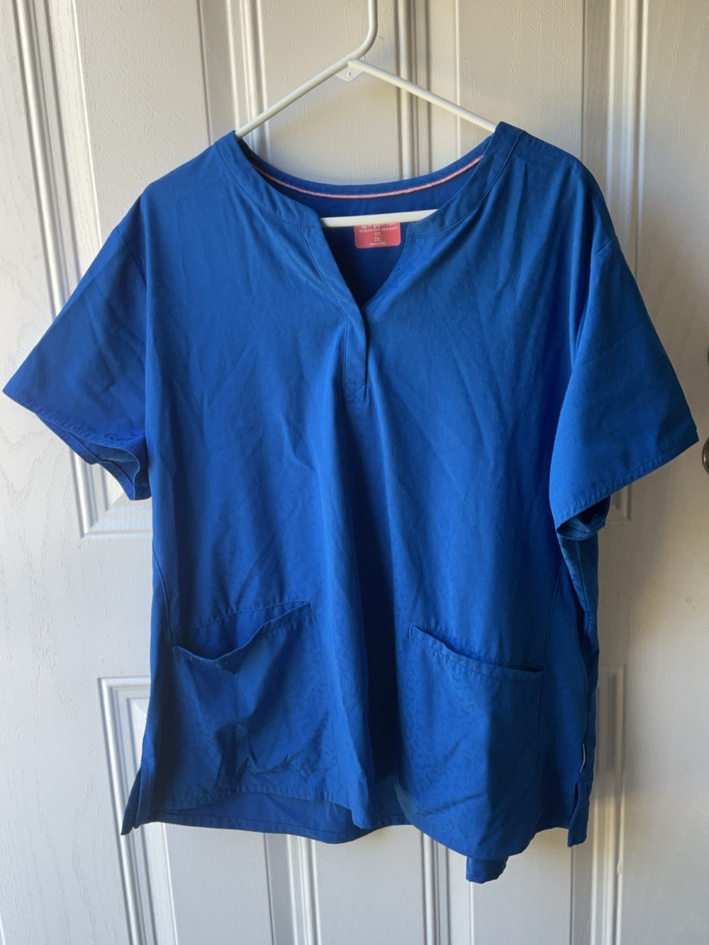 Blue Women's V-Neck Pocket Top